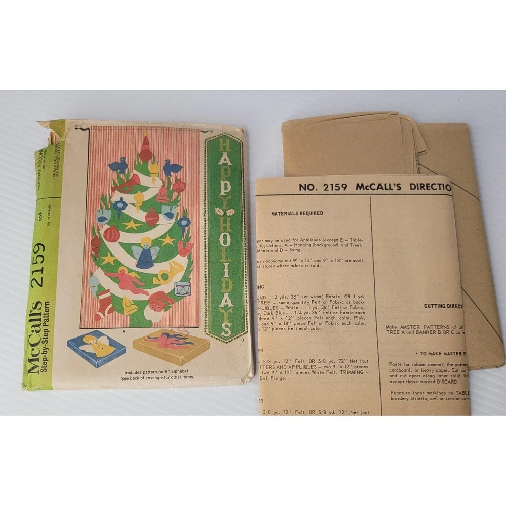 McCall's Sewing Pattern Holiday Decorations 2159 Vintage 1969 60s Uncut